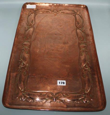 A large Newlyn copper fish tray stamped Newlyn